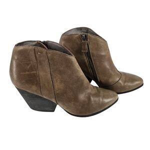 Eileen Fisher Brown Soft Trail Leather Ankle Bootie Western Womens 6.5 Chunky